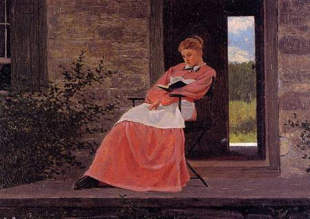 (image for) Handmade oil painting Copy paintings of famous artists Winslow Homers Paintings Girl Reading on a Ston